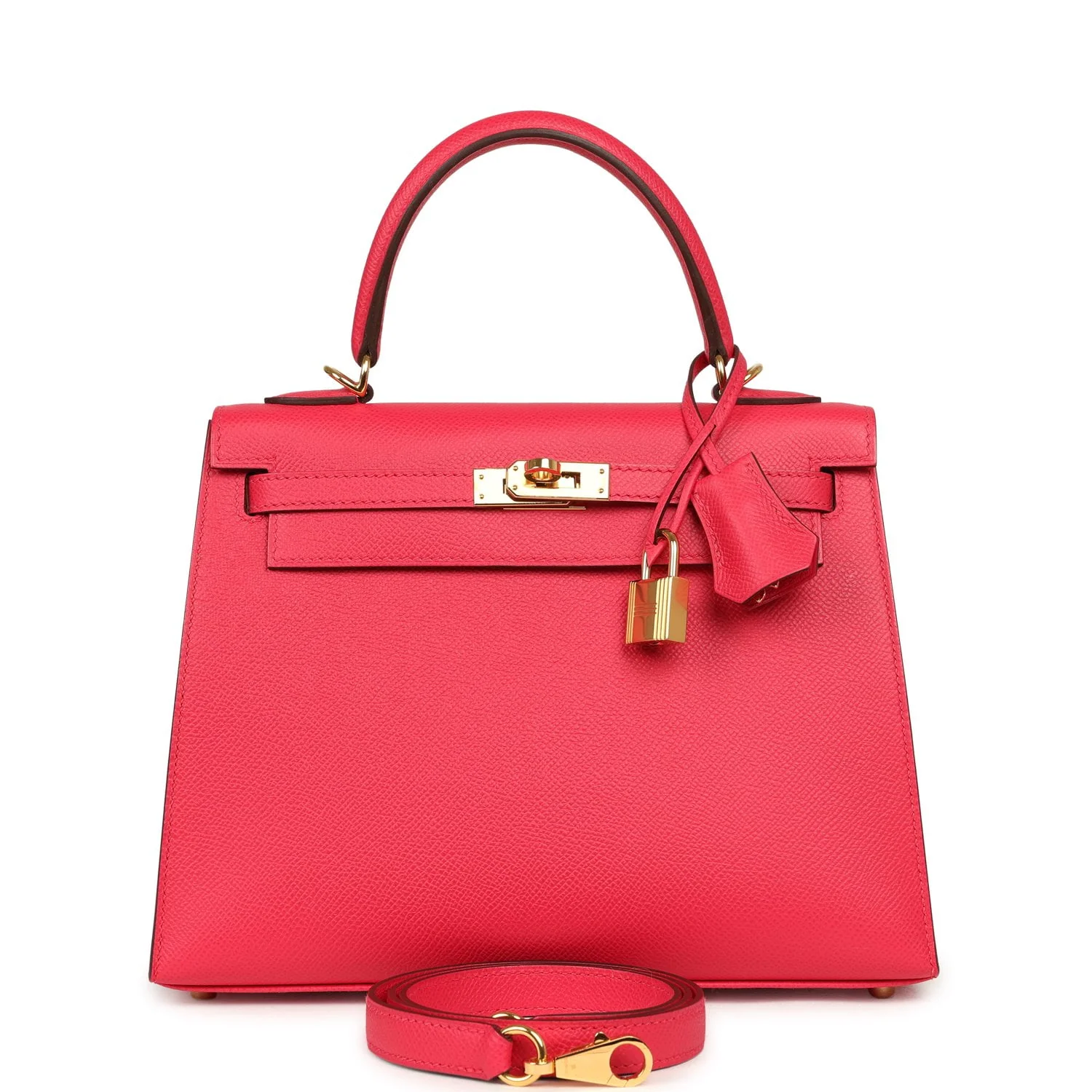 HERMÈS Kelly Sellier 25 Rose Extreme Epsom Gold Hardware