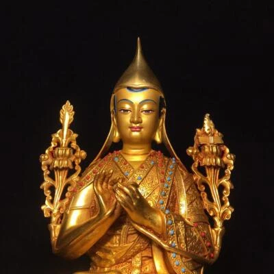 33CM Old Chinese Bronze Gilding Statue Buddha CK200