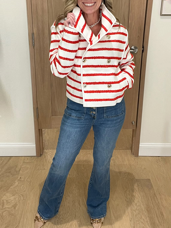 NEW🔥 Lapel Stripe Print Jacket