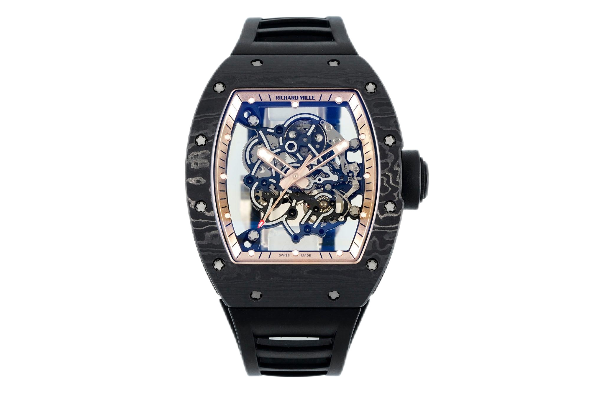 【7A Quality】Richard Mille RM055 Skeleton Watch with Black Rubber Strap – Swiss Replica