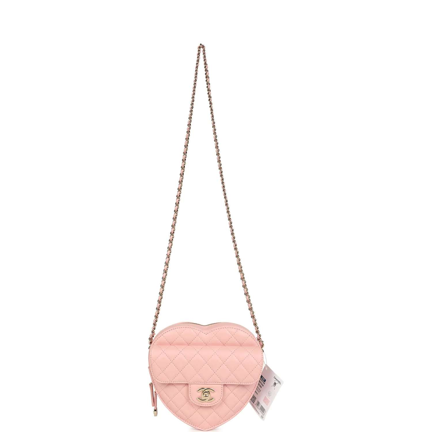 Chanel CC In Love Large Heart Bag with Chain Light Pink Lambskin Light Gold Hardware
