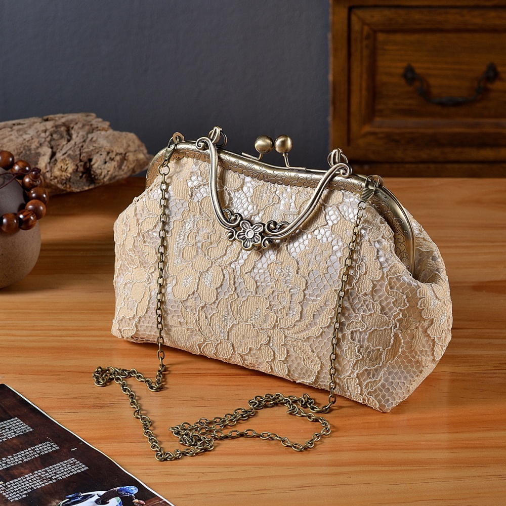 Lady bronze handbag lace messenger bag