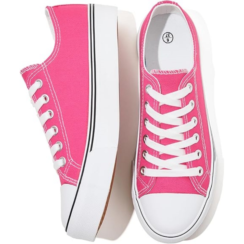 Womens White Black Canvas Sneakers