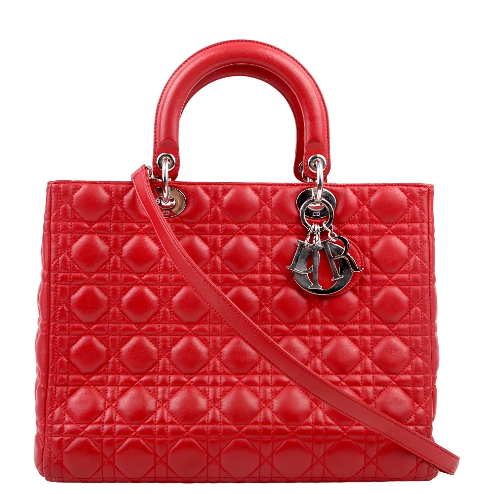 DIOR Lady Dior Large Lambskin Red