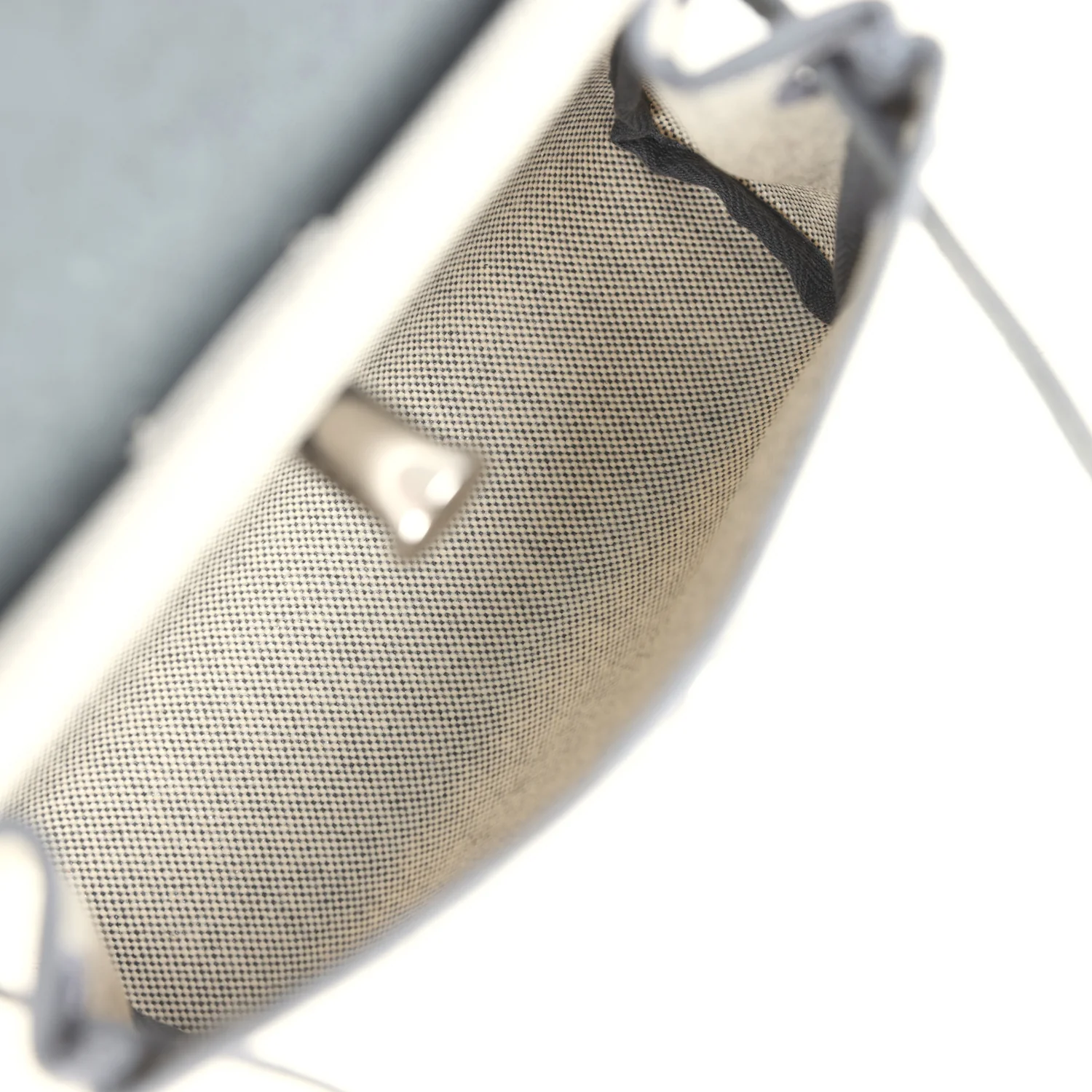 Hermes Herbag Zip 20 Mini Ecru, Ardoise Toile H Canvas, Ardoise Vache Hunter Palladium Hardware