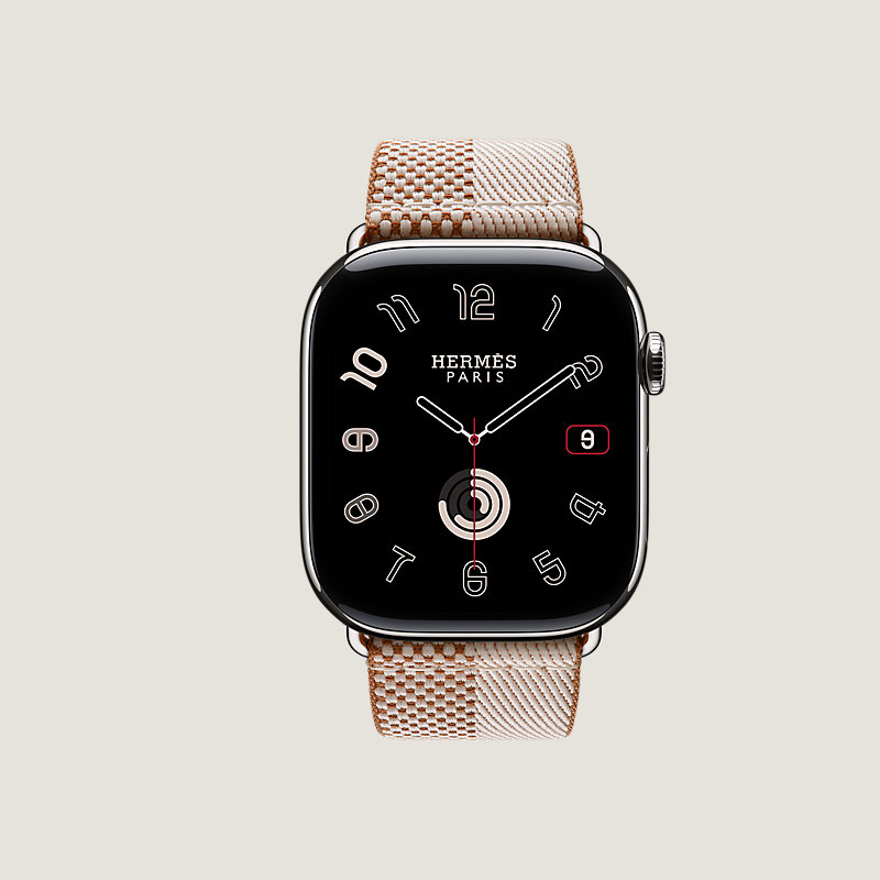 Series 11 case & Band Apple Watch Hermès Single Tour 46 mm Toile H Double Jeu
