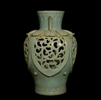 Old Chinese Song Ru Kiln Vase w/flower N3026