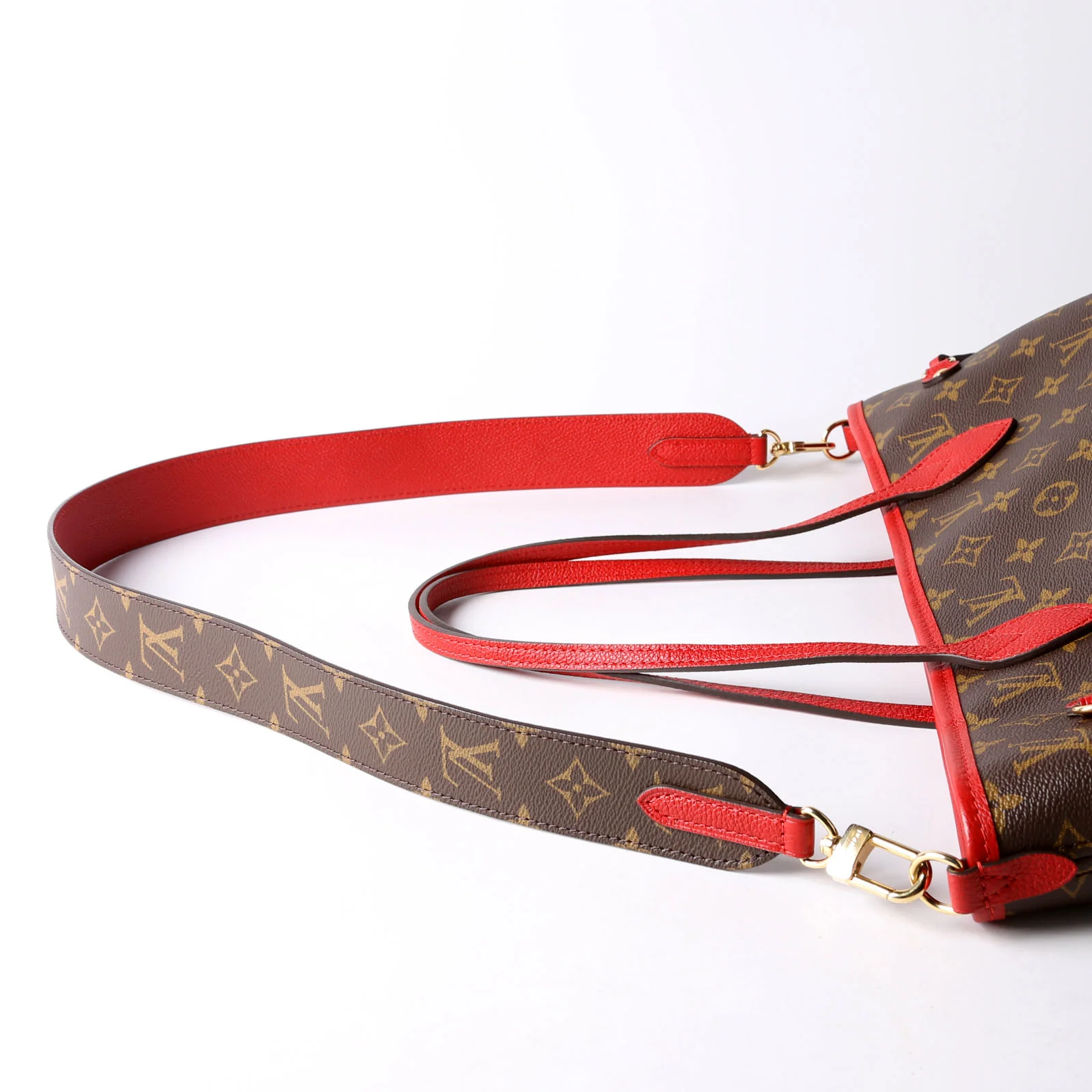 Neverfull MM Inside Out Leather/Monogram Brown/Red