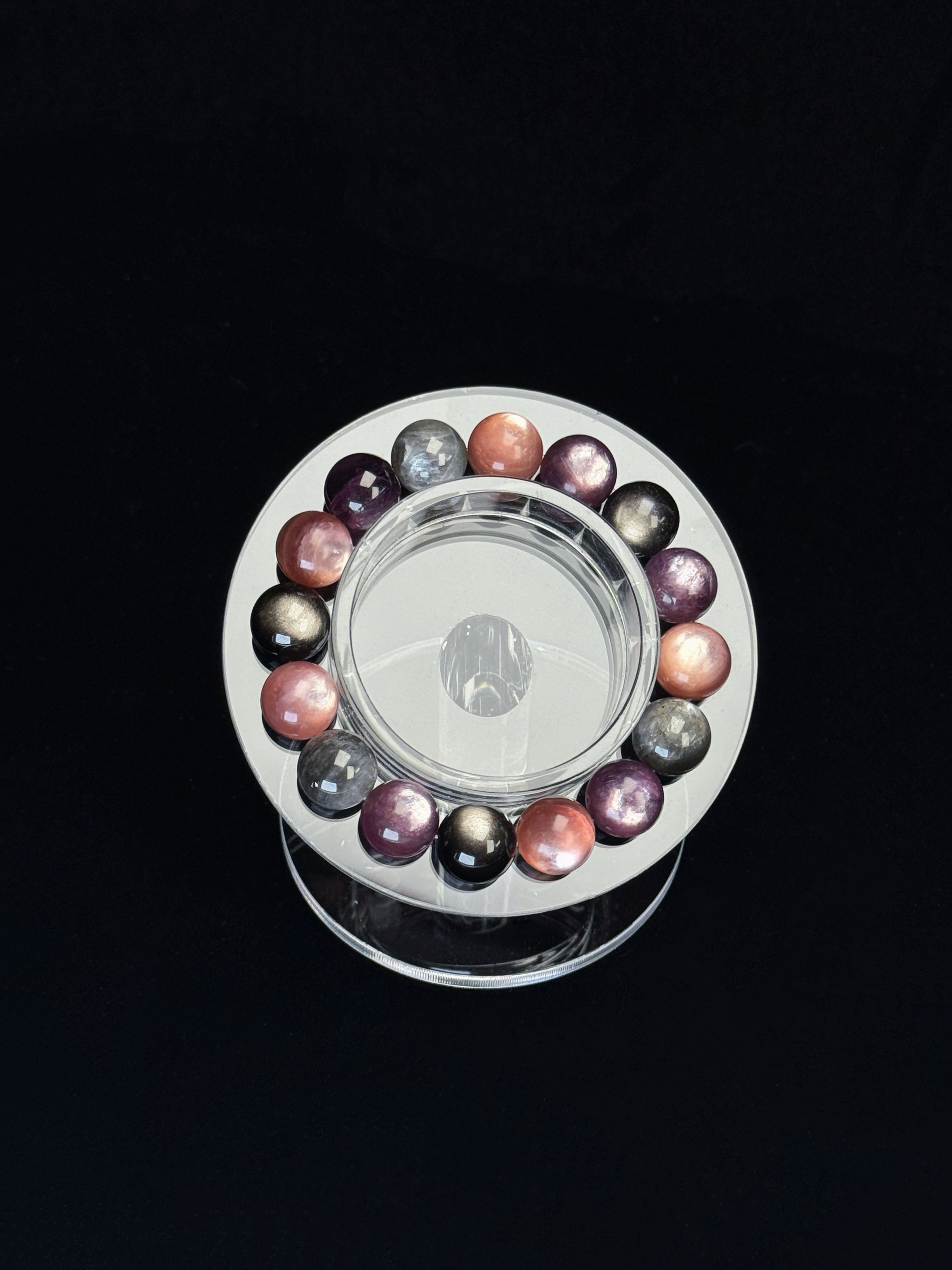 [Rosette Nebula] Nine Purple Li Fire Bracelet — Pink & Purple Lepidolite Cosmic Crystal