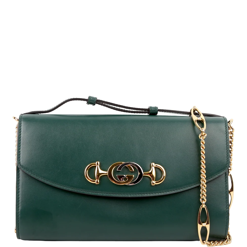 GUCCI 572375 Zumi Calfskin Mini Shoulder Bag Green