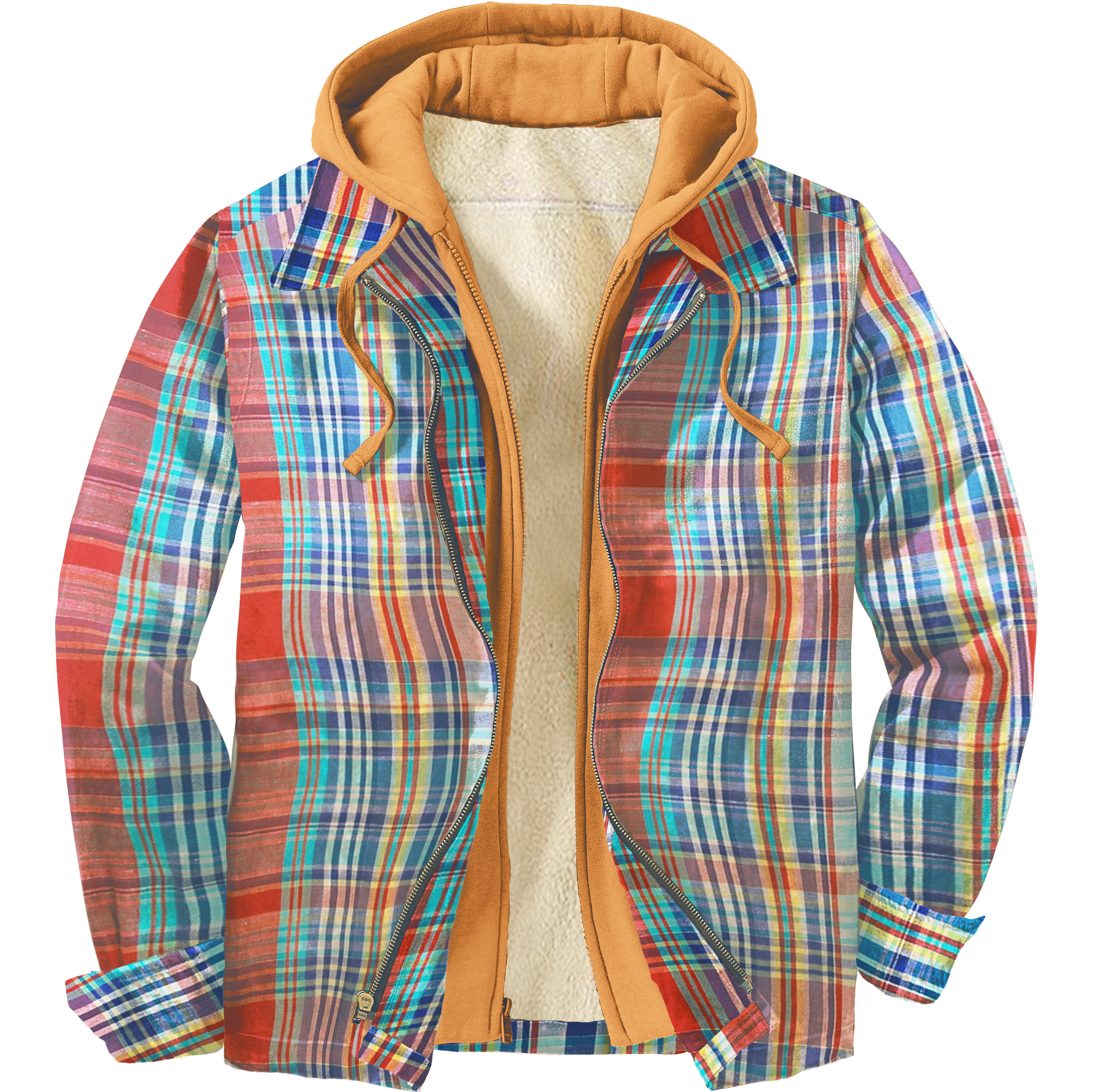 Men's Colorful Plaid Shirt Simple Hooded Jacket