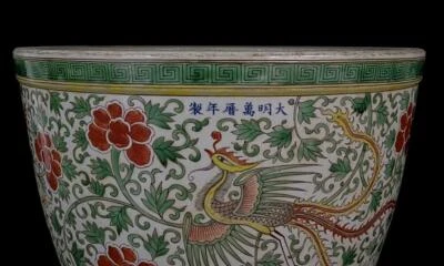 48CM Wanli Signed Old Chinese Wucai Jar Pot W/phoenix N951