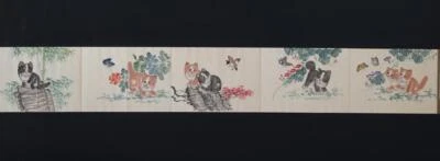 Fine Antique Chinese Hand-painting Scroll Shi Yu Marked-cat