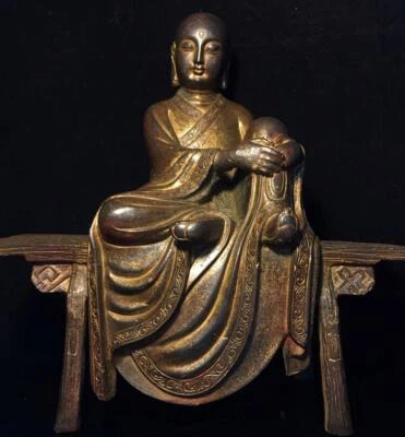 29CM Old Chinese Bronze Gilding Statue Buddha CK592