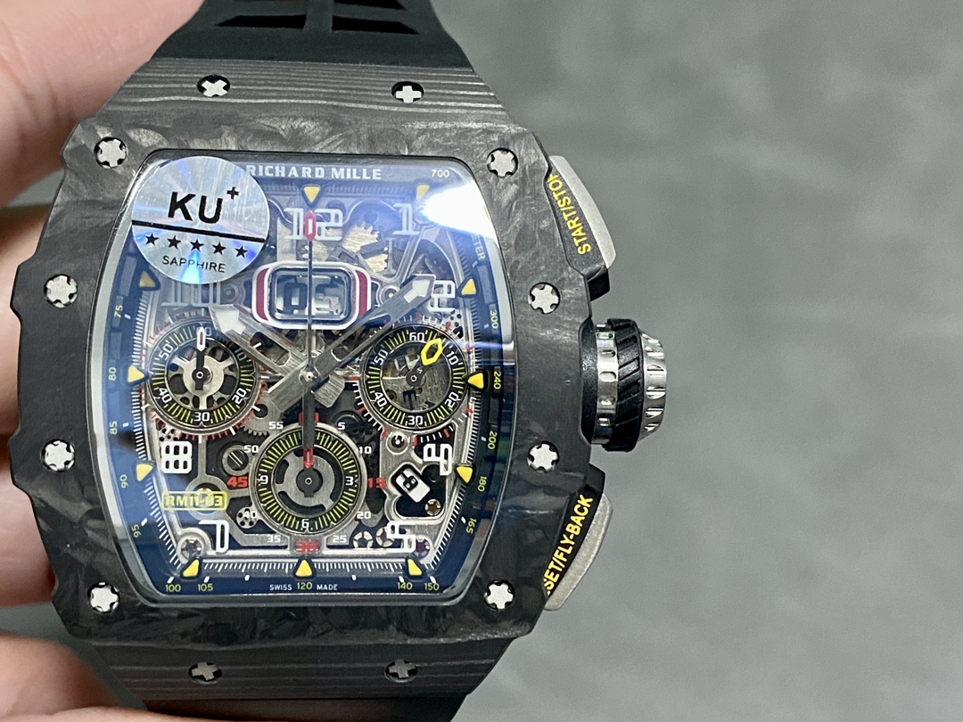 【7A Quality】Richard Mille RM11-03 Carbon Automatic Flyback Chronograph Black