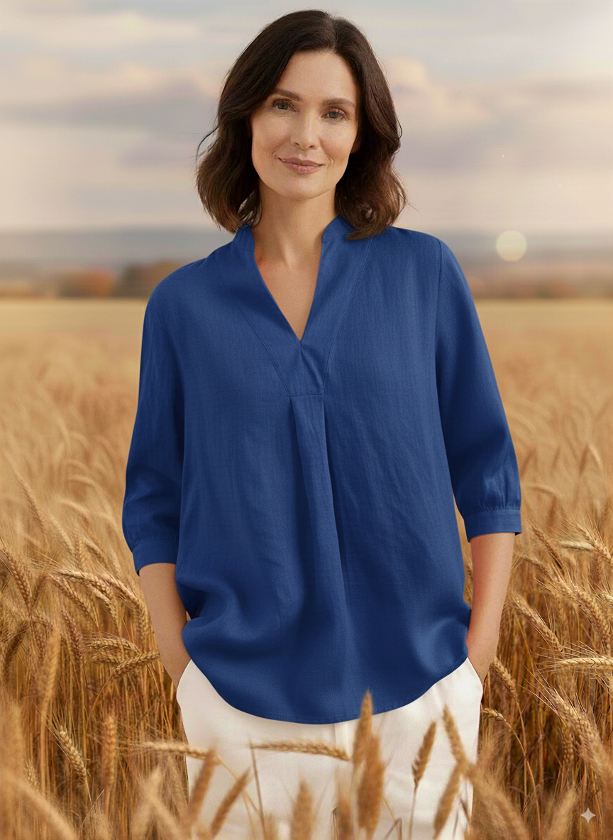 🌲🔥 Linen V Neck Top