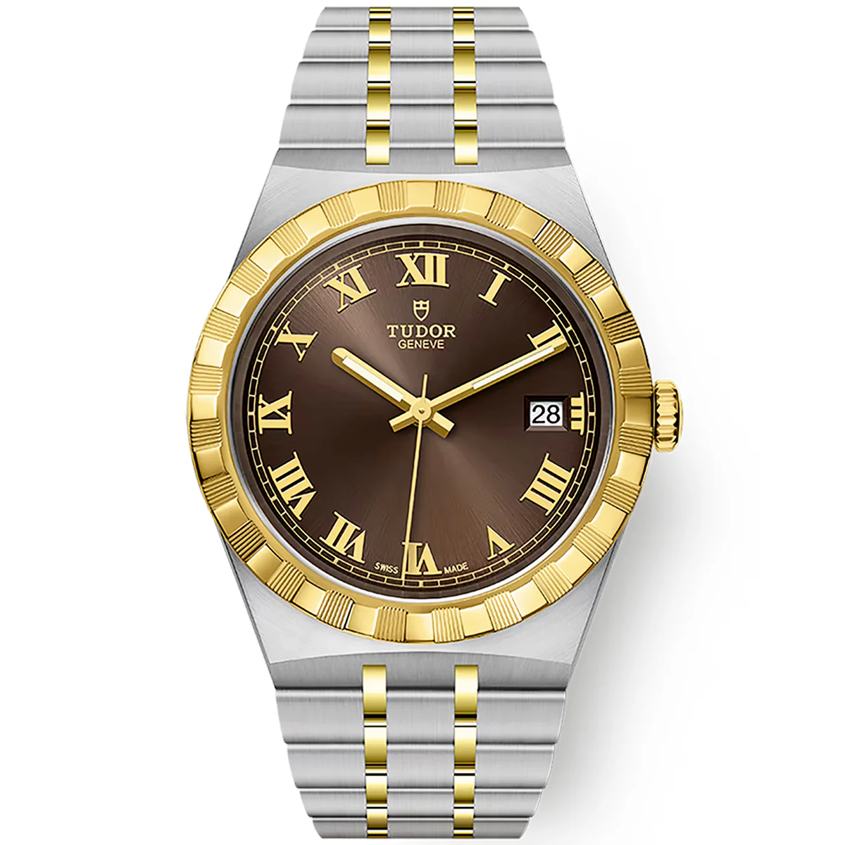 【7A Quality】TUDOR Royal 38mm Two-Tone Brown Roman Dial Automatic Bracelet Watch M28503-0007