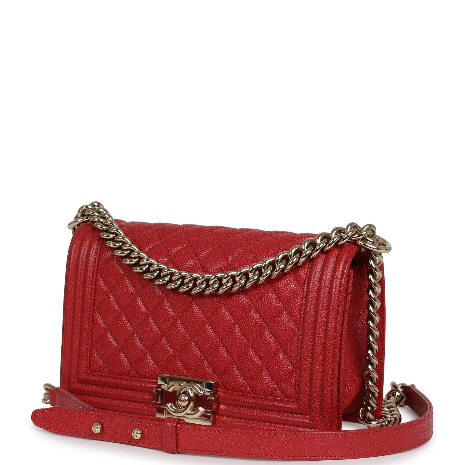 Chanel Medium Boy Bag Red Caviar Gold Hardware