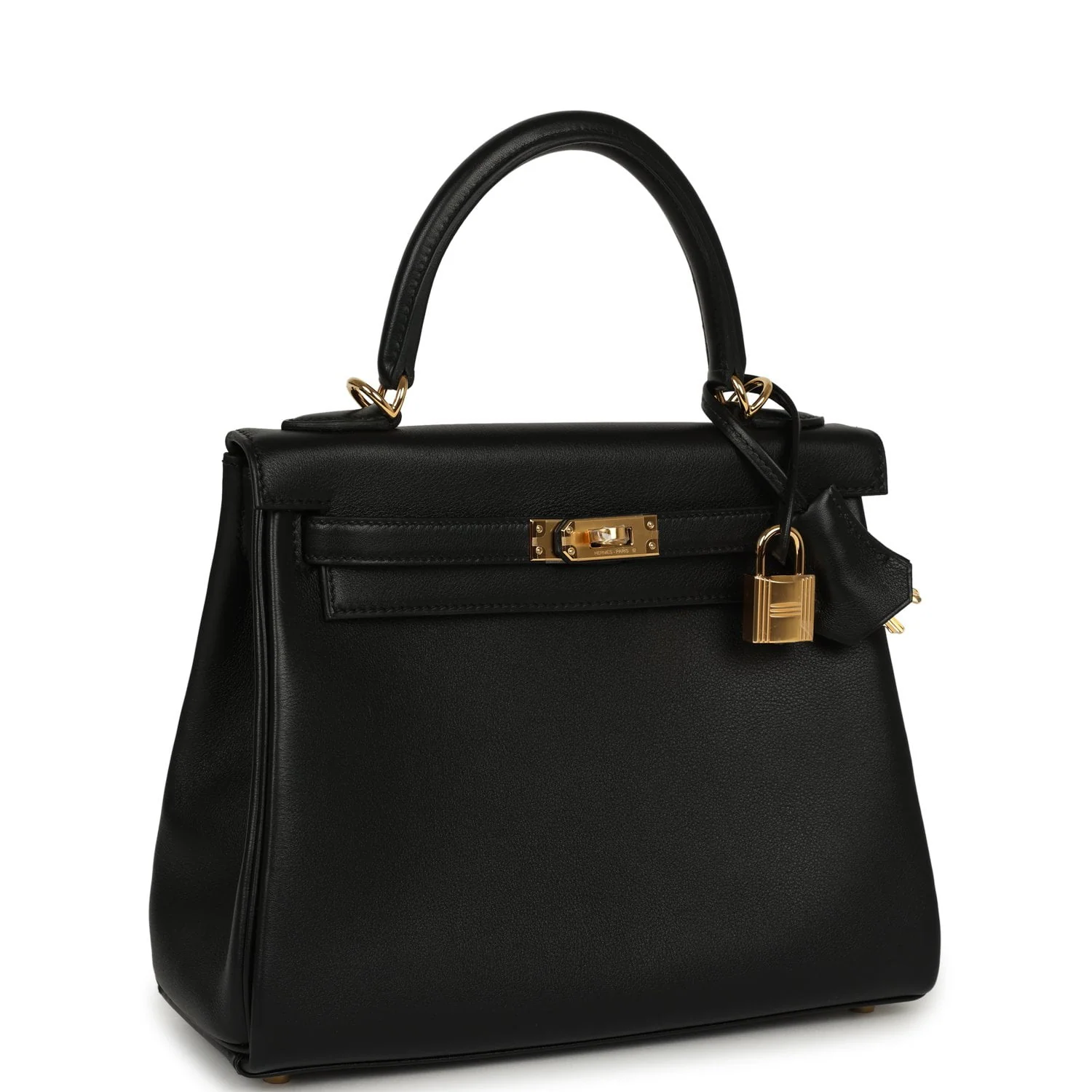 HERMÈS Kelly Retourne 25 Black Cheri Gold Hardware