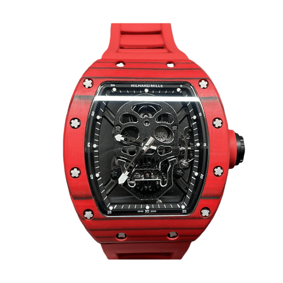 【7A Quality】Replica Richard Mille RM 52-01 Skeleton Skull Dial Men's Watch – Swiss Movement, Red Carbon Case