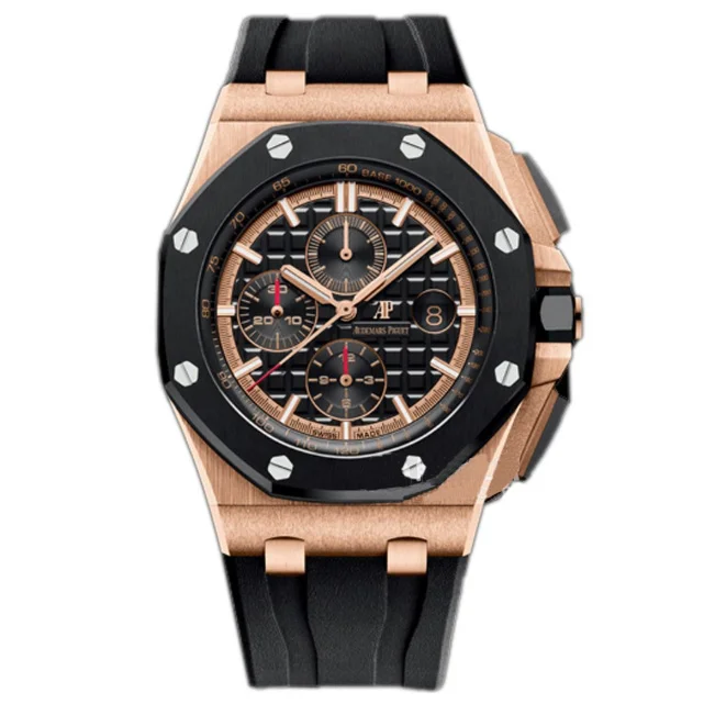 AUDEMARS PIGUET Royal Oak Offshore Chronograph Rose gold Ceramic Bezel on Black Rubber Strap 44mm Super Clone
