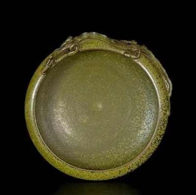 31CM Old Chinese Tea Glaze Brush Washer w/dragon N575