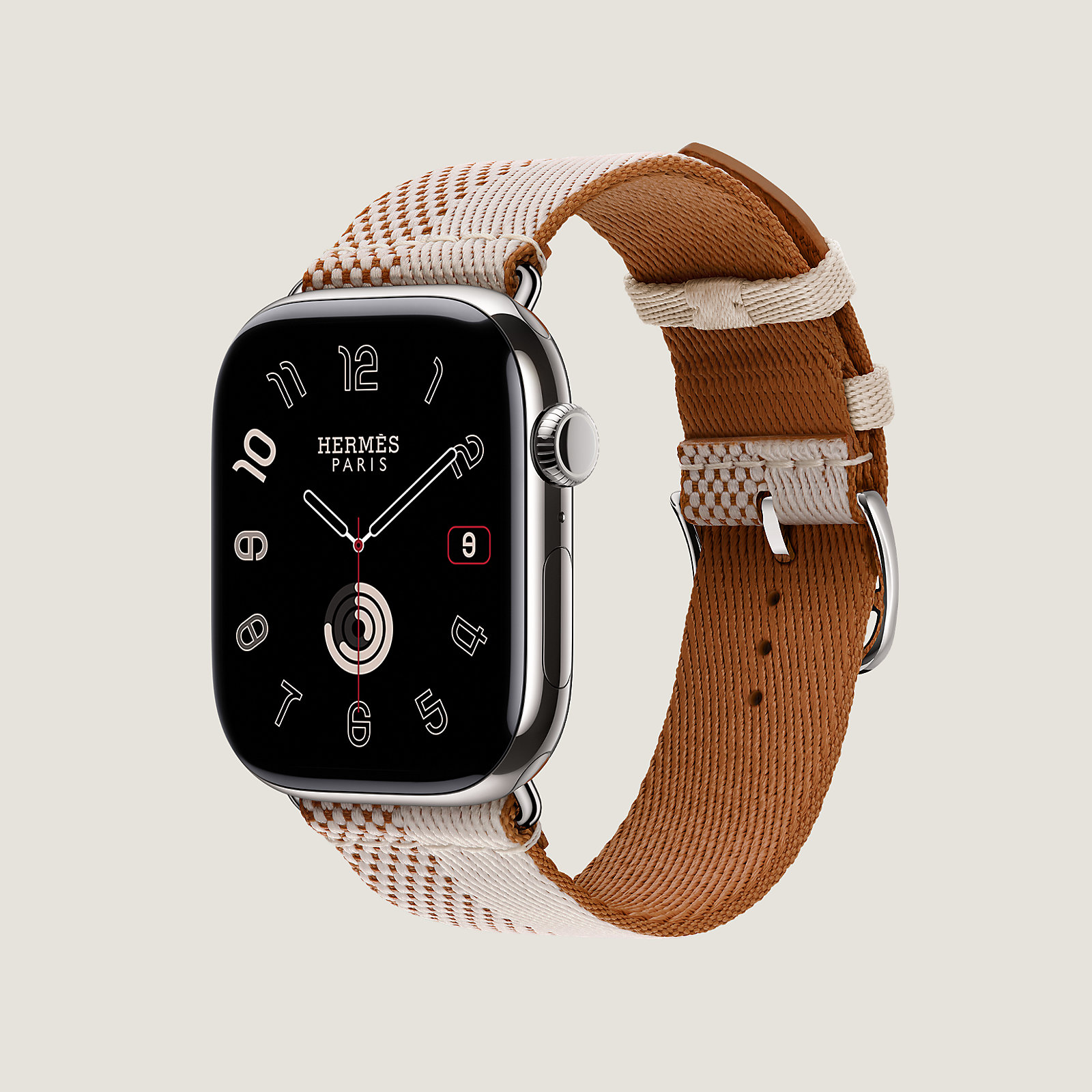 Band Apple Watch Hermès Single Tour 46 mm Toile H Double Jeu
