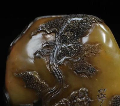 159G Old Chinese Shoushan Stone Seal Stamp Statue w/figure N2174