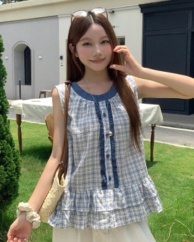 Casual plaid shirt show young doll shirt for women