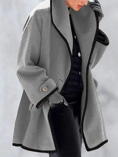 Womens Autumn Winter Long Sleeve Loose Woolen Coat Jacket