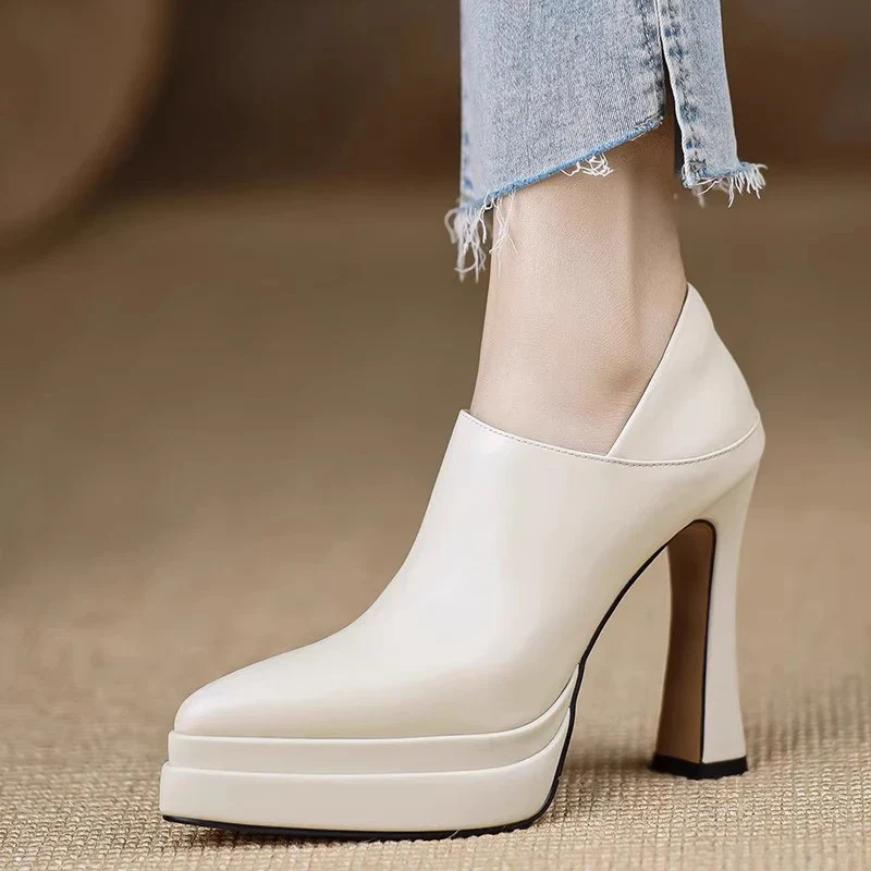 High Heels Women Shoes Pointed Toe Luxury Fashion Pumps Elegant Dress Woman Leather Shoes 2025 Autumn Designer Chaussure Femme