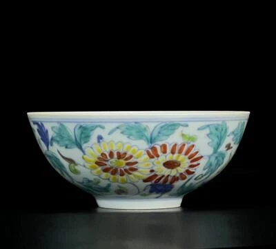 Chenghua Signed Old Chinese Doucai Bowl W/mum flower N1014