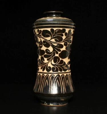 27CM Old Chinese Cizhou Yao Cizhou Kiln Vase w/flower