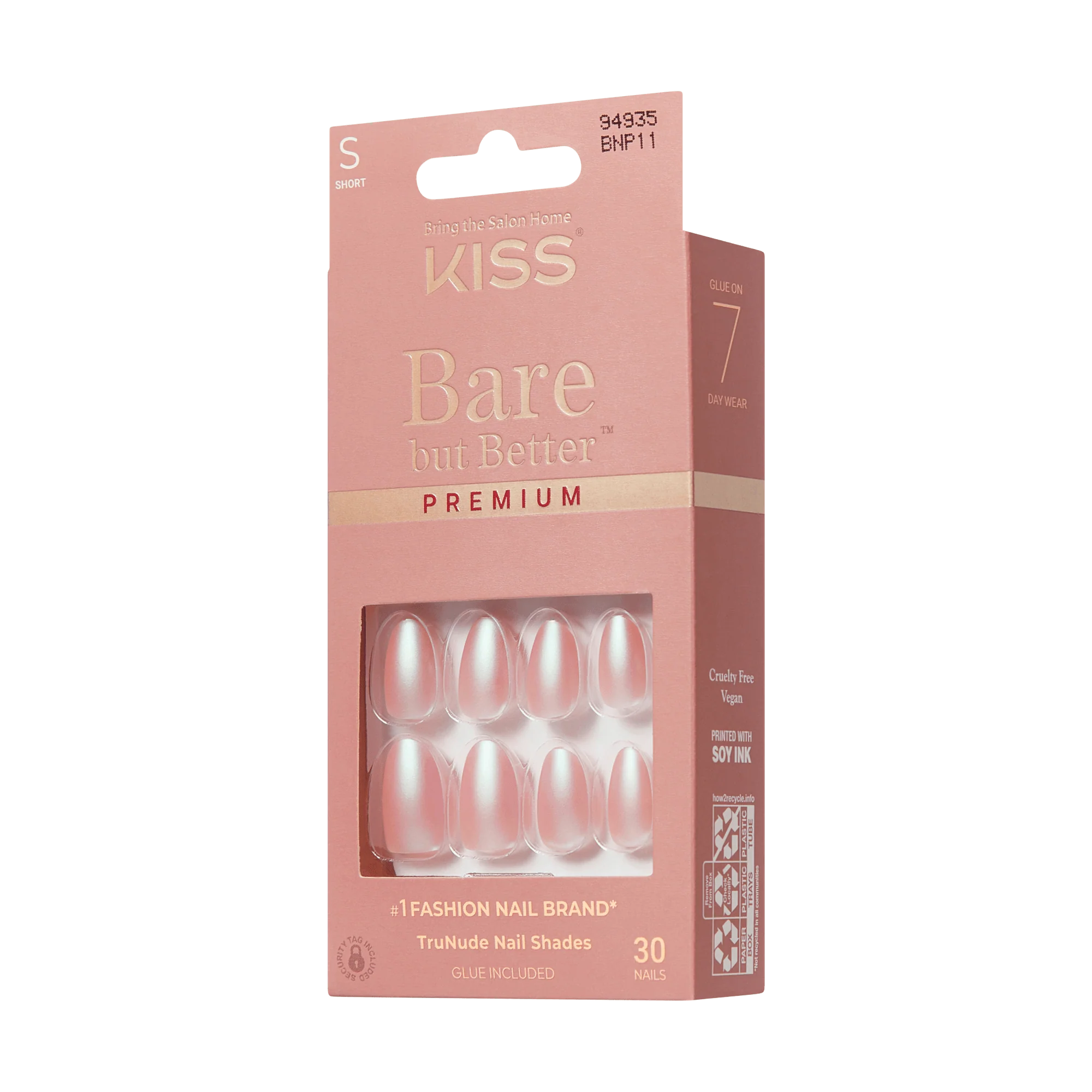 KISS Bare but Better Premium Press On Glue Nails - Mine