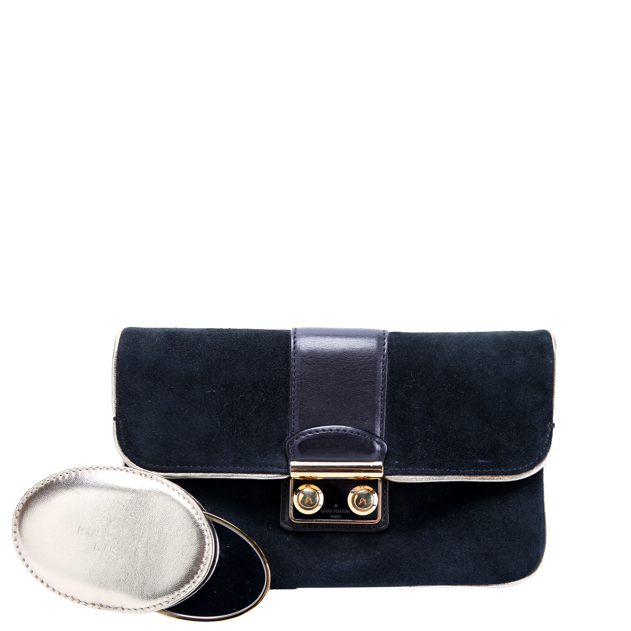 LOUIS VUITTON Sofia Coppola Suede Slim Clutch MM Black