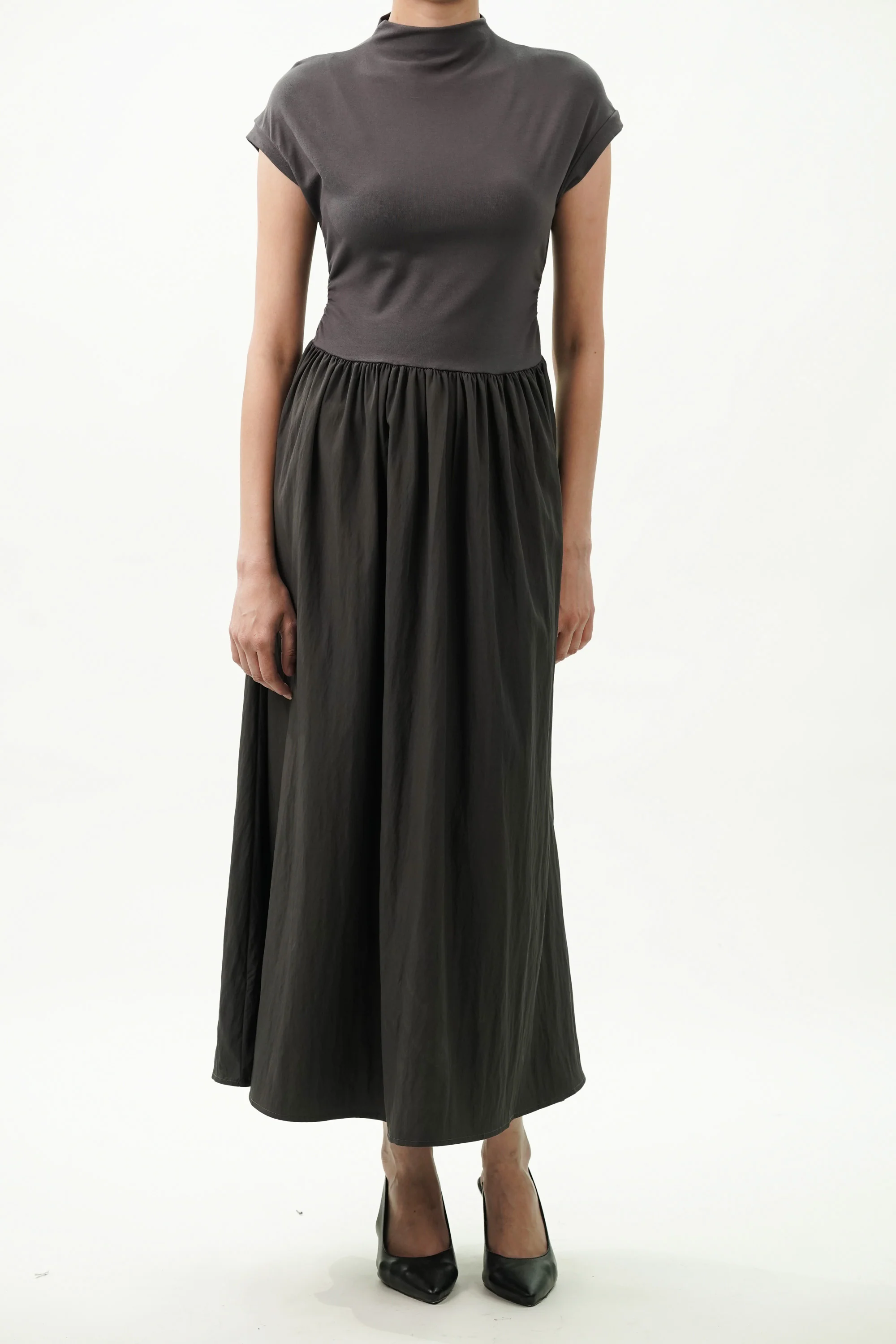 Turtle Neck Fit And Flared Knit Dress