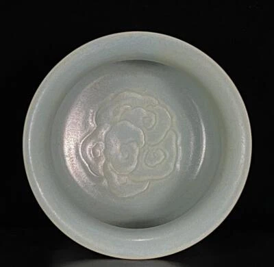 Old Chinese Song Ru Yao Ru Kiln Brush Washer w/flower N874