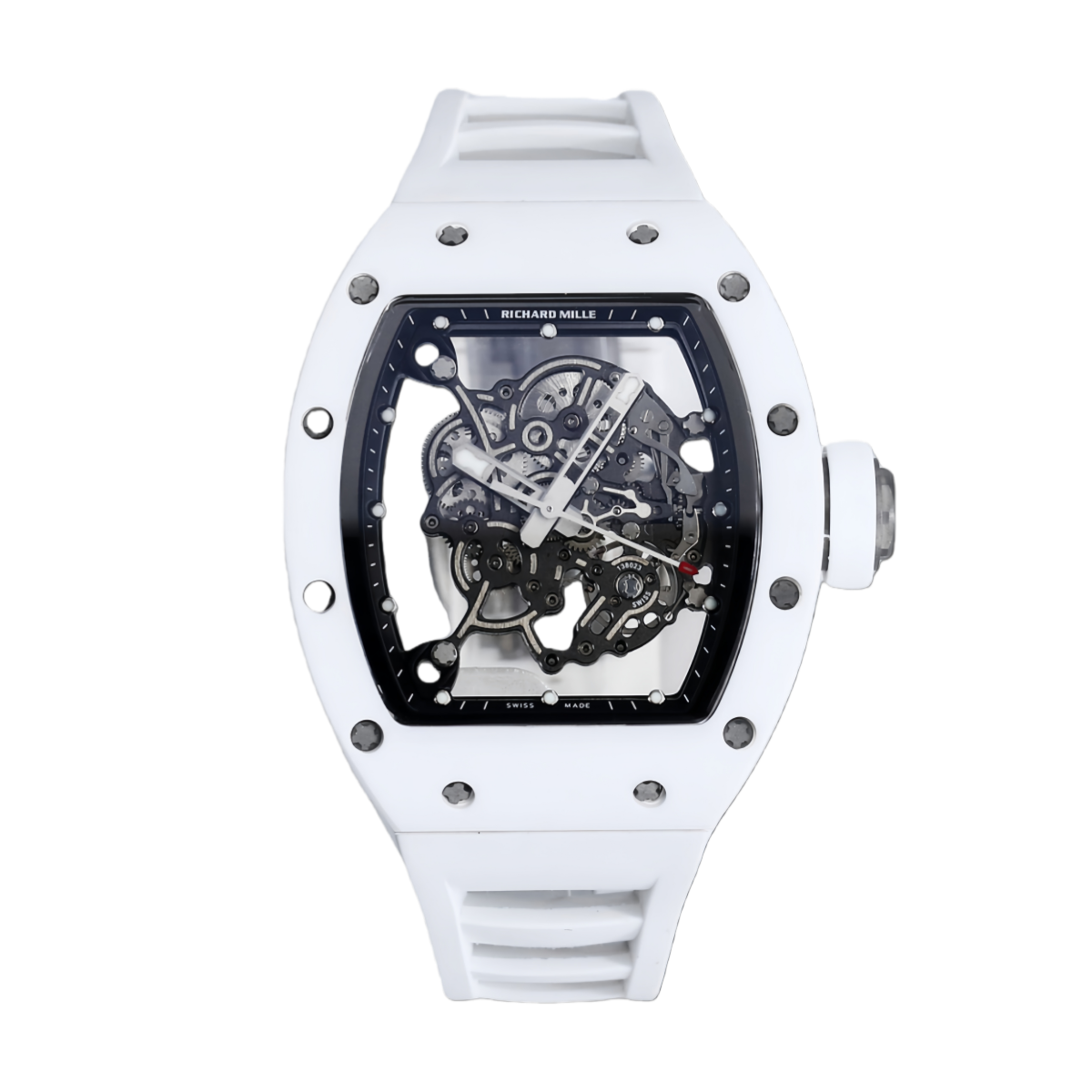 【7A Quality】Richard Mille RM055 BBR White Ceramic Skeleton Swiss Replica Sports Watch, AAAAA Super Clone