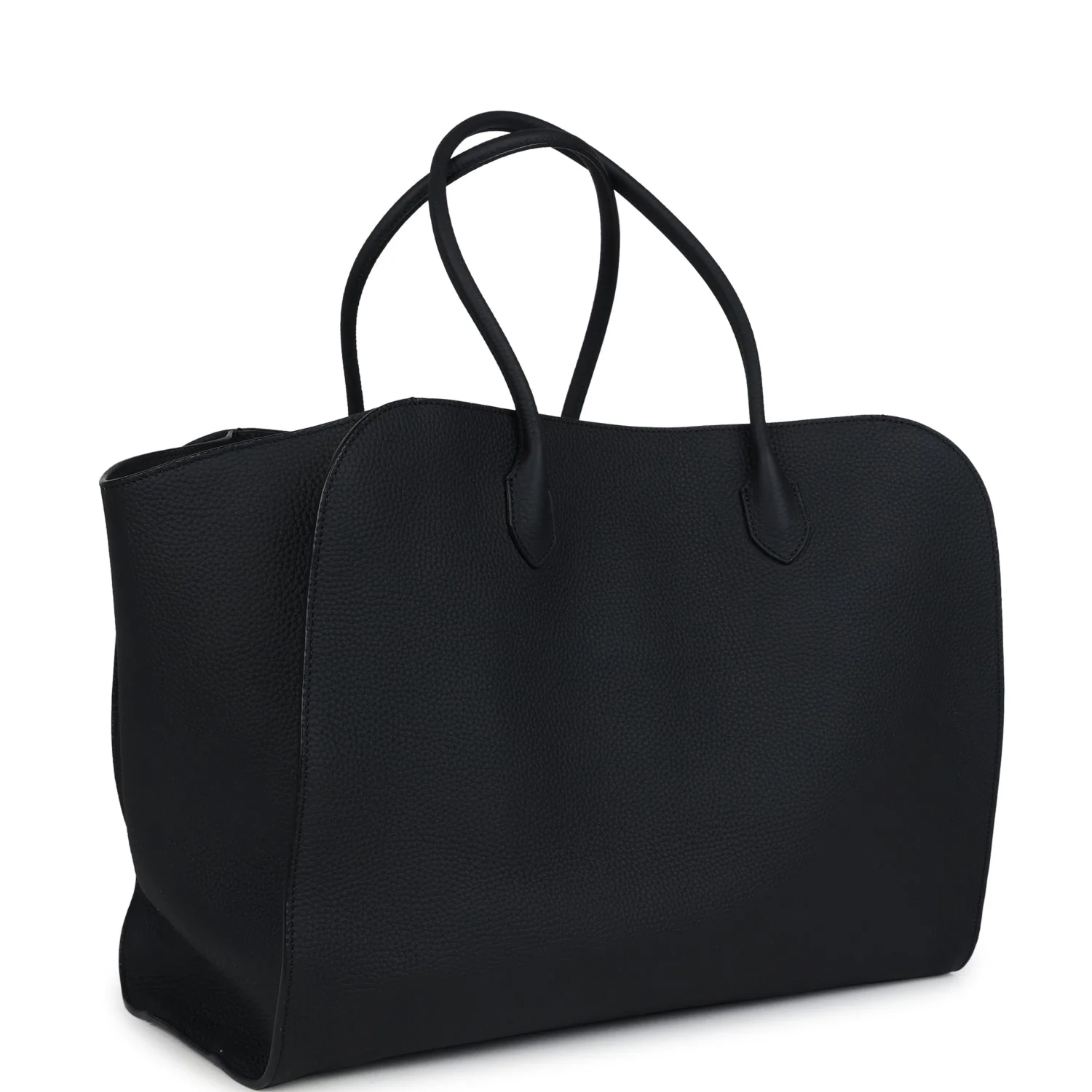 THE ROW Marlo 17 Tote Bag Black Calfskin Leather Silver Hardware
