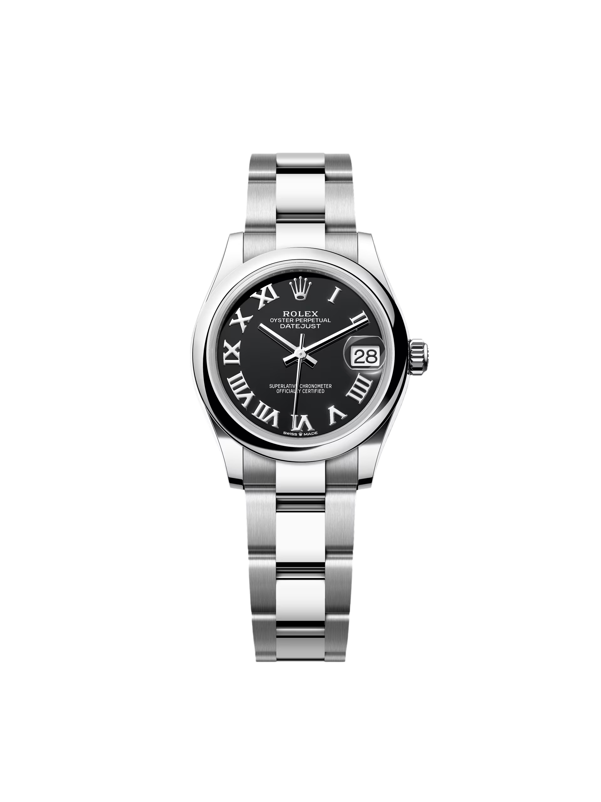 RLX Datejust m278240-0001/0002 31mm Black Roman Domed Bezel Oyster Oystersteel