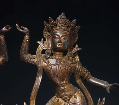 40CM Pair Old Chinese Copper Statue Buddha N238