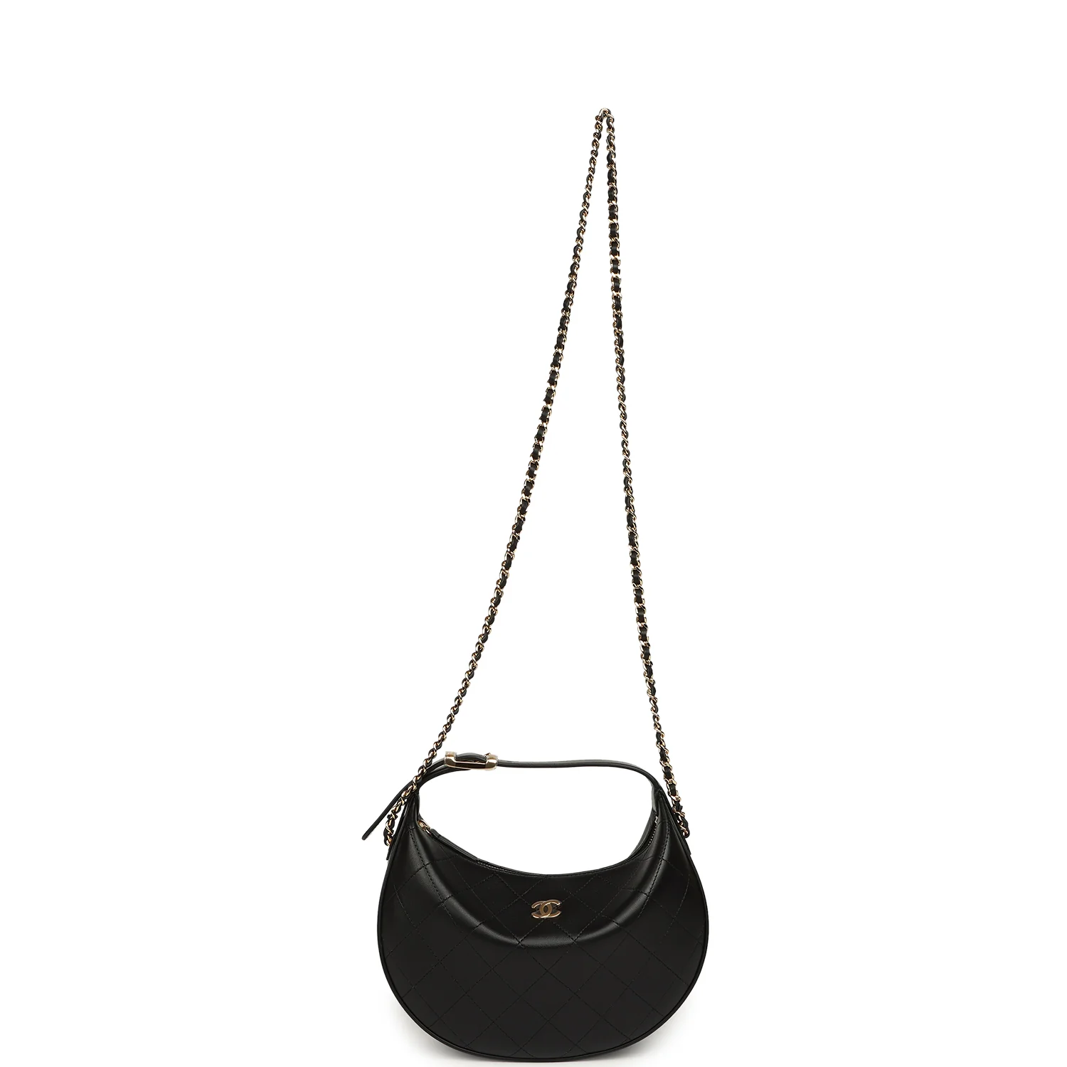 Chanel Top Handle Soft Hobo with Chain Black Lambskin Gold Hardware