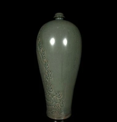 40CM Old Chinese Yue Yao Yue Kiln Vase w/Buddha CK706