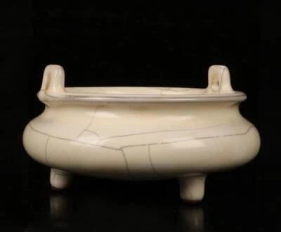 Old Chinese Guan Yao Guan Kiln Incense Burner w/feet N1390