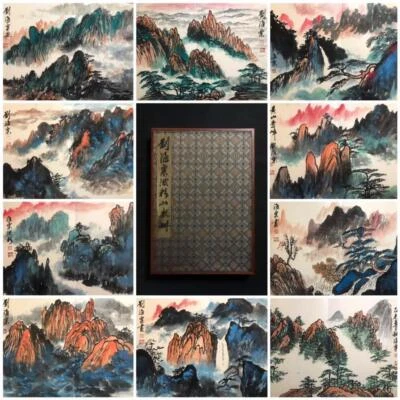 Liu Haisu Signed Chinese Hand Painted Calligraphy Scroll w/landscape N2699