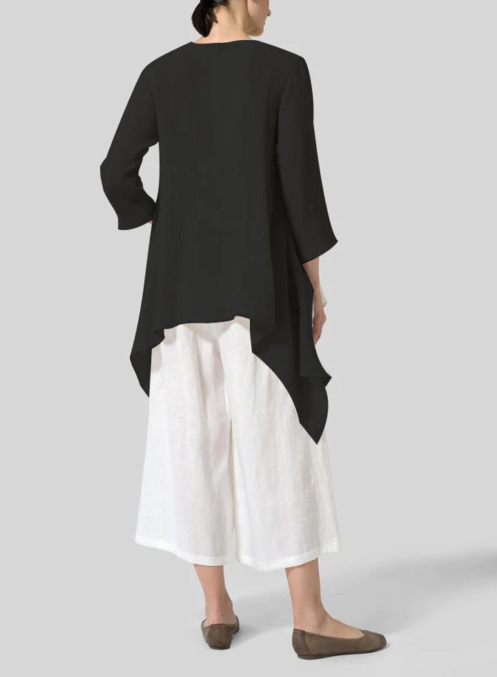 Womens Cotton Linen Waterfall Swing Cardigan