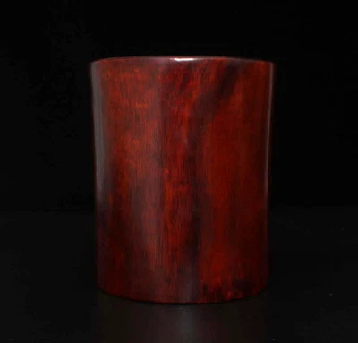 Old Chinese Wood Brush Pot w/bird