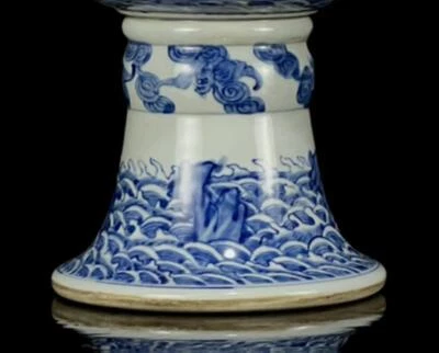 Old Chinese Blue and White Brush Washer W/dragon N1065