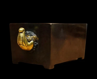 Xuande Signed Old Chinese Red Copper Handmade Incense Burner w/elephant N3884