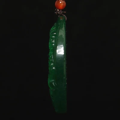 48G Chinese Natural Green Jadeite Jade Pendant w/tree